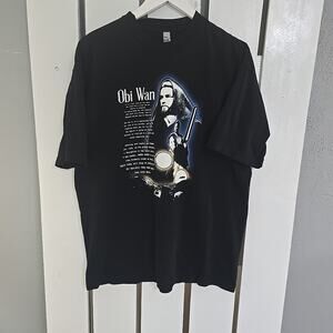 Obi Wan Kenobi Star Wars Tshirt Unisex‎ Size L Black Lucas Films Movie